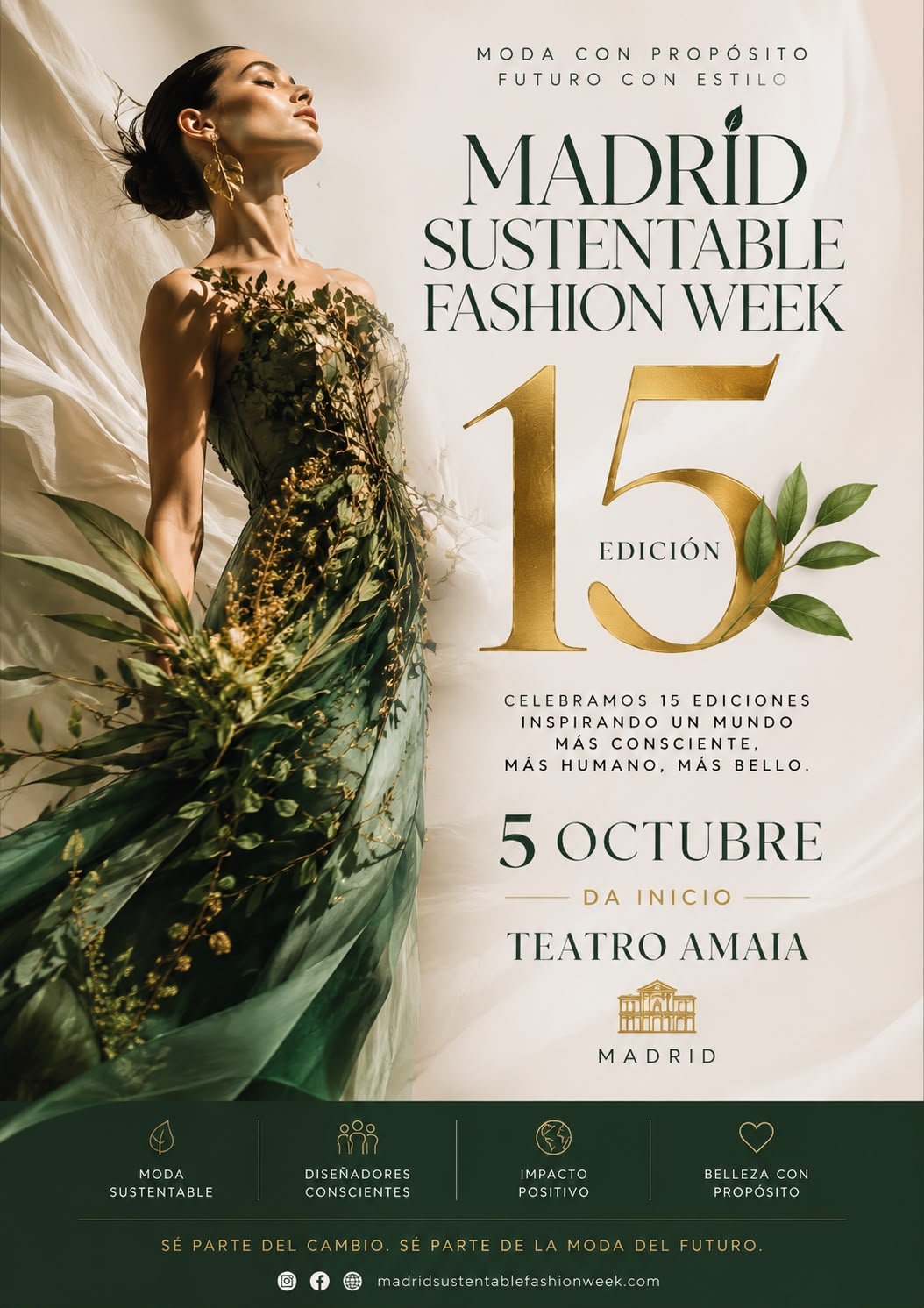 Cartel oficial de Madrid Sustainable Fashion Week, XV edición — 5 de octubre, Teatro Amaya, Madrid